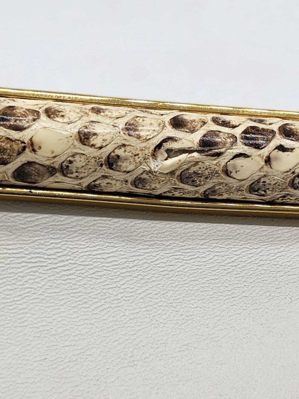 Fendi First Small White Leather Clutch Bag with Python Trim Gold Hardware - Picture 15 of 15